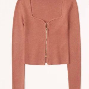 NWT Abercrombie & Fitch Zip-Up Notch-Neck Slim Top Sz. XS